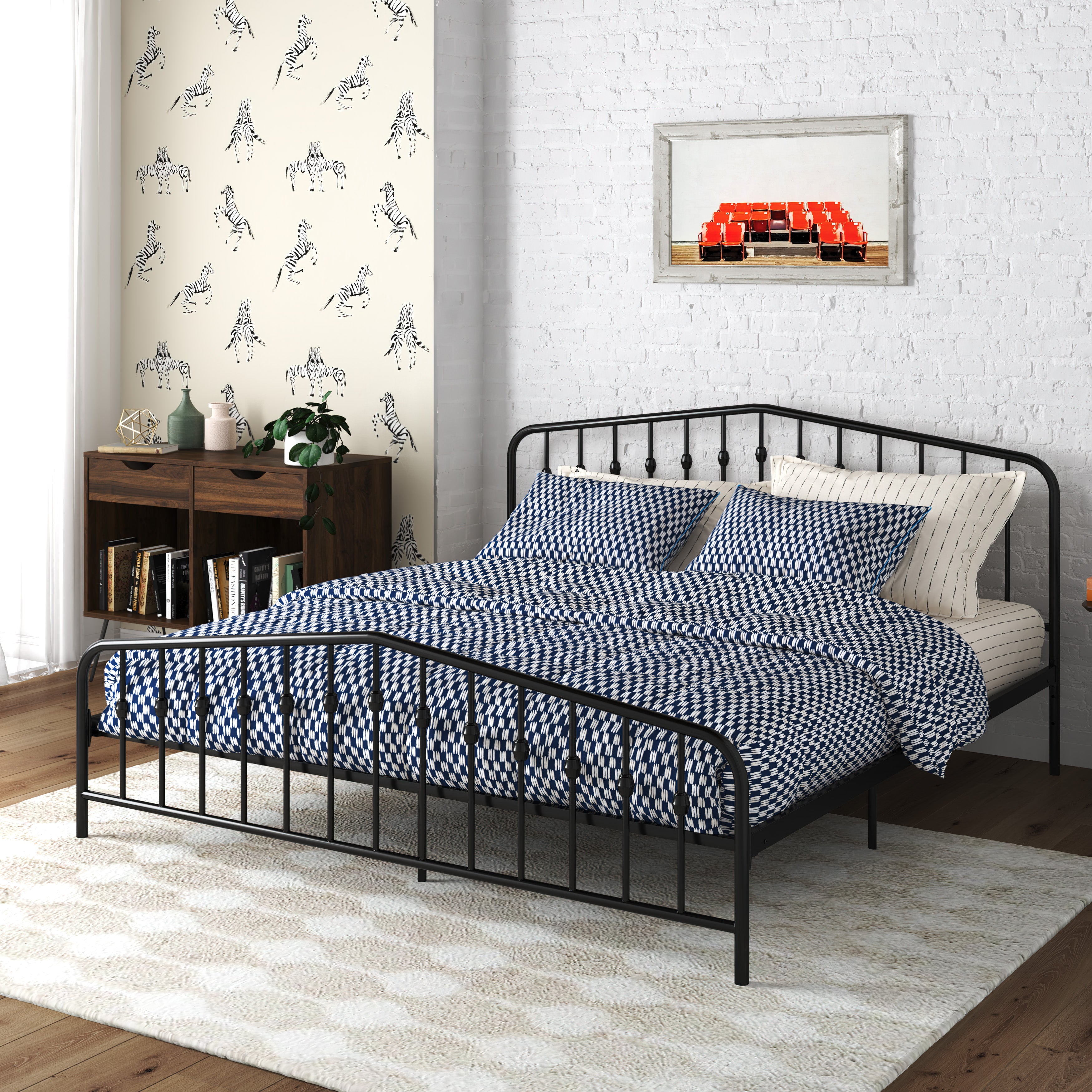 Black metal headboard king size online