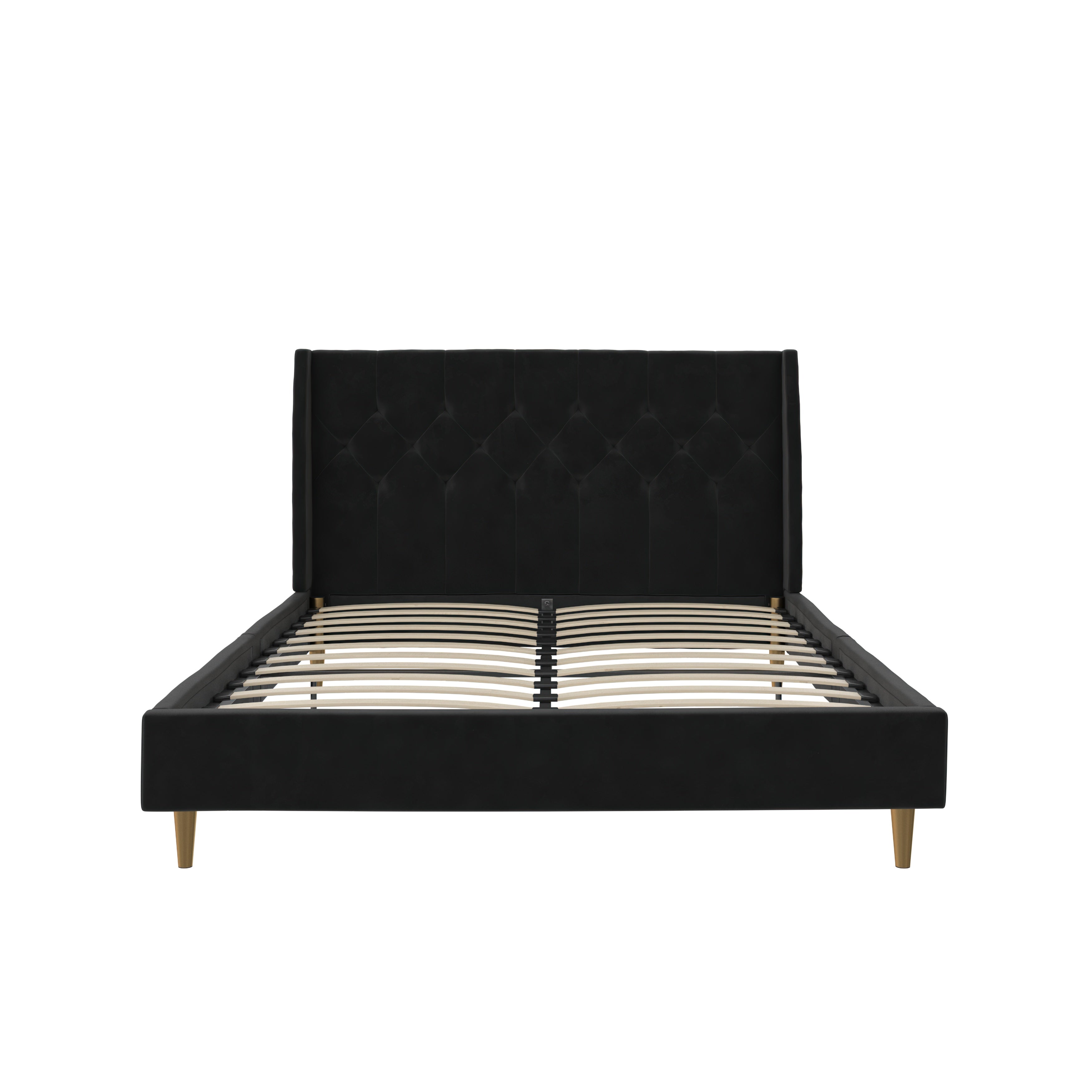 Novogratz Her Majesty Upholstered Bed King Ivory Velvet