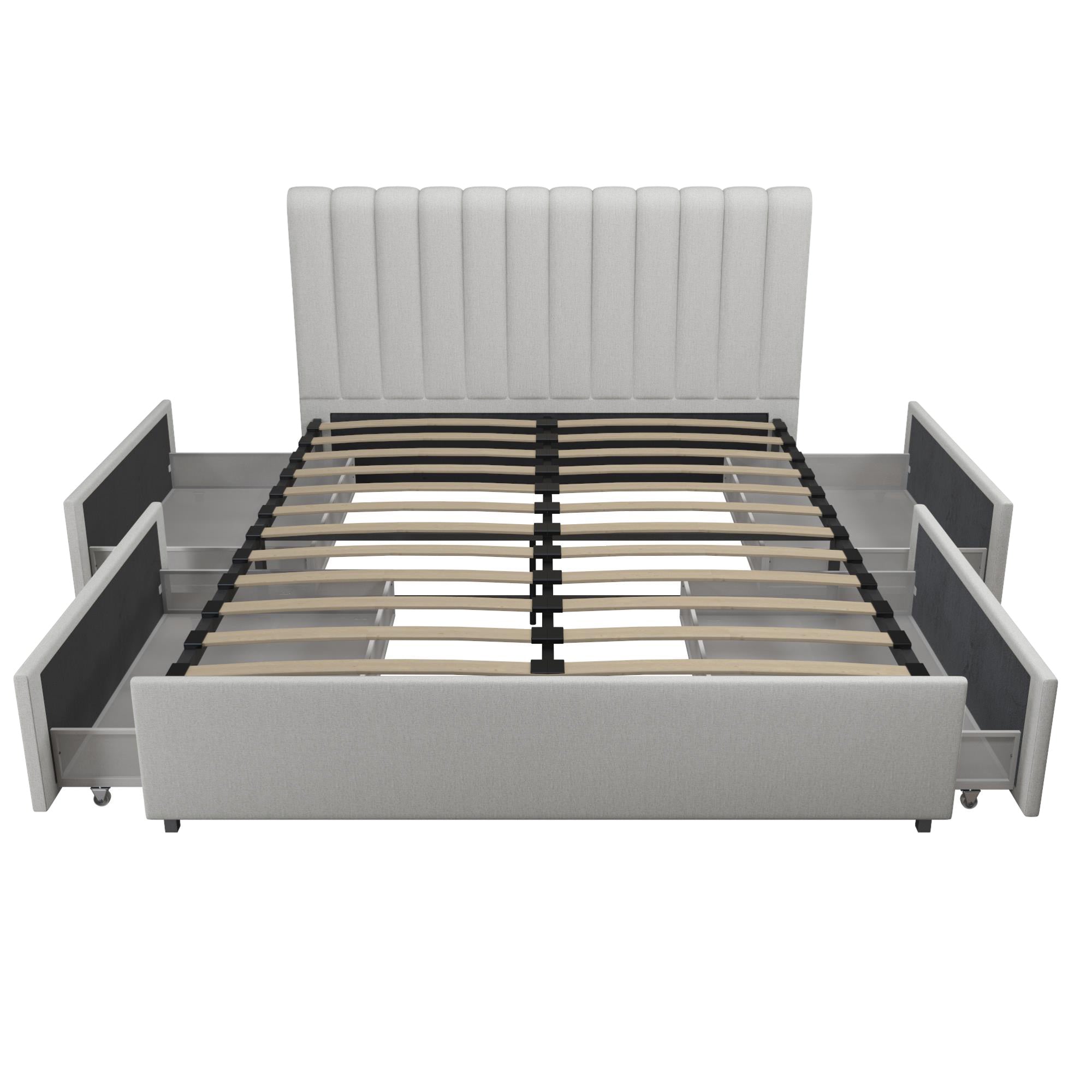 Brittany tufted upholstered low profile storage platform bed deals