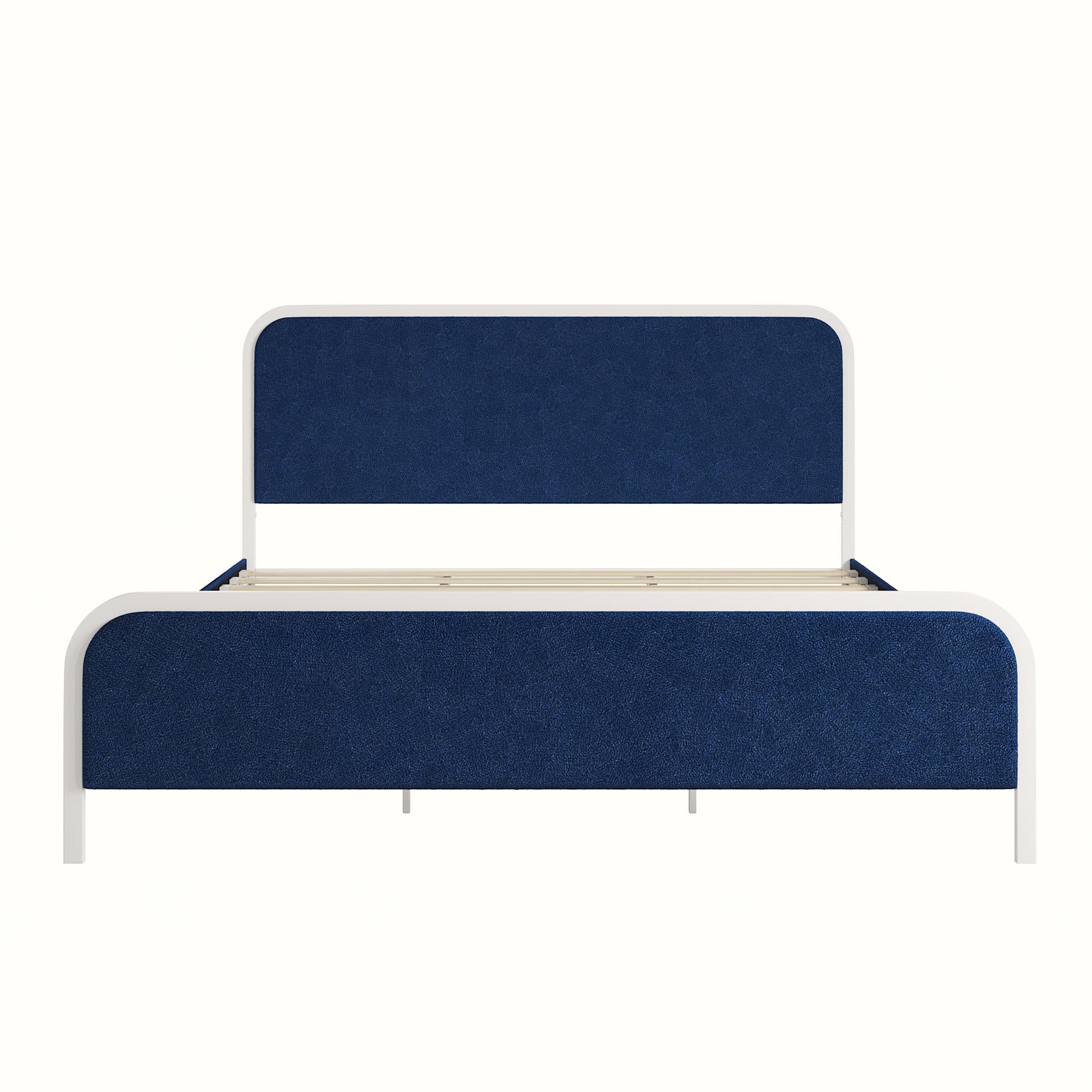 The Novogratz Tallulah Upholstered Platform Bed Frame Navy Queen