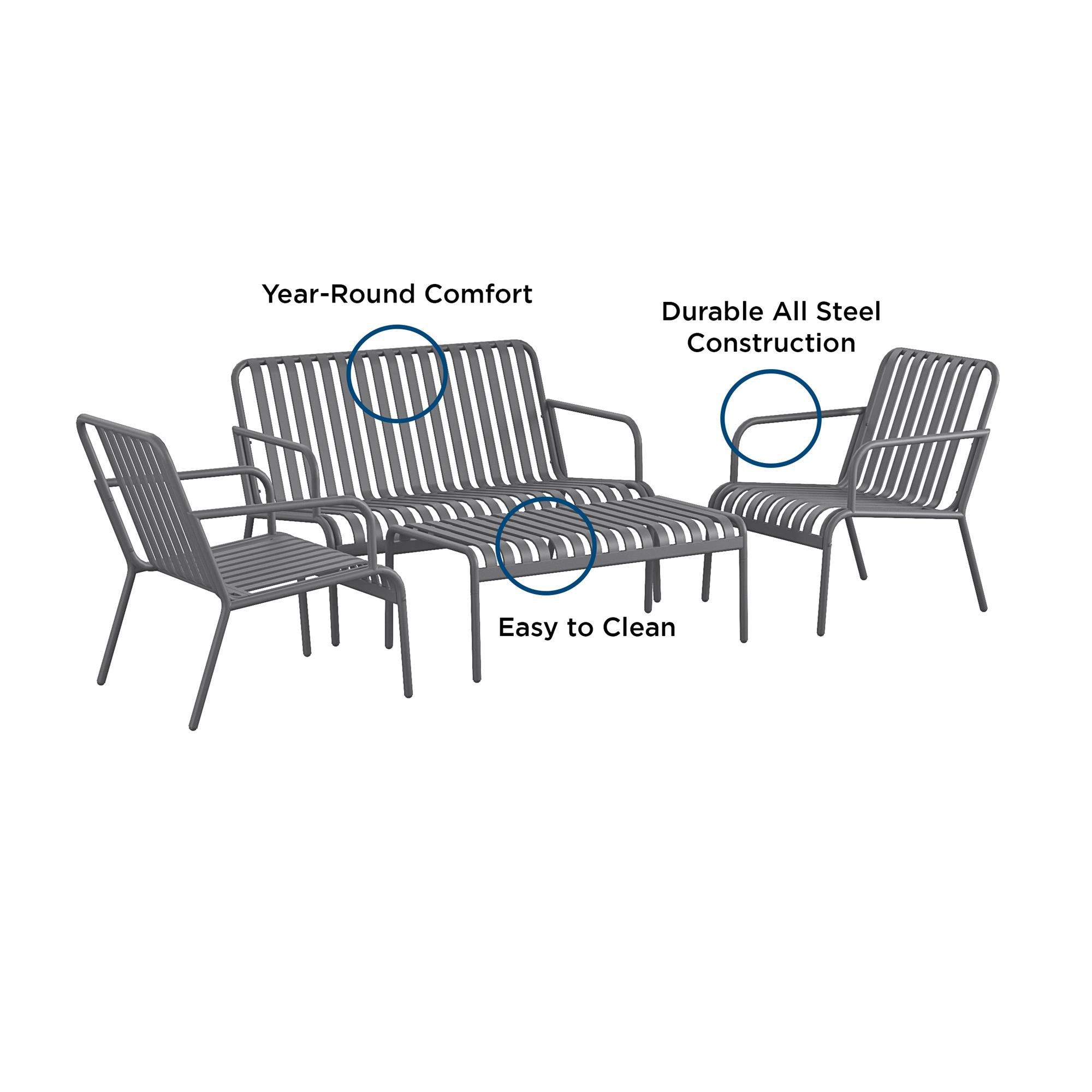Ola 4 Piece Conversation Set The Novogratz