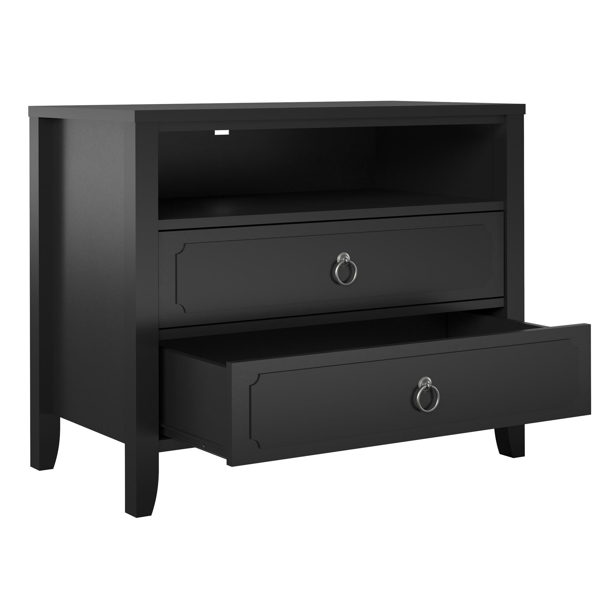 Two drawer black nightstand online