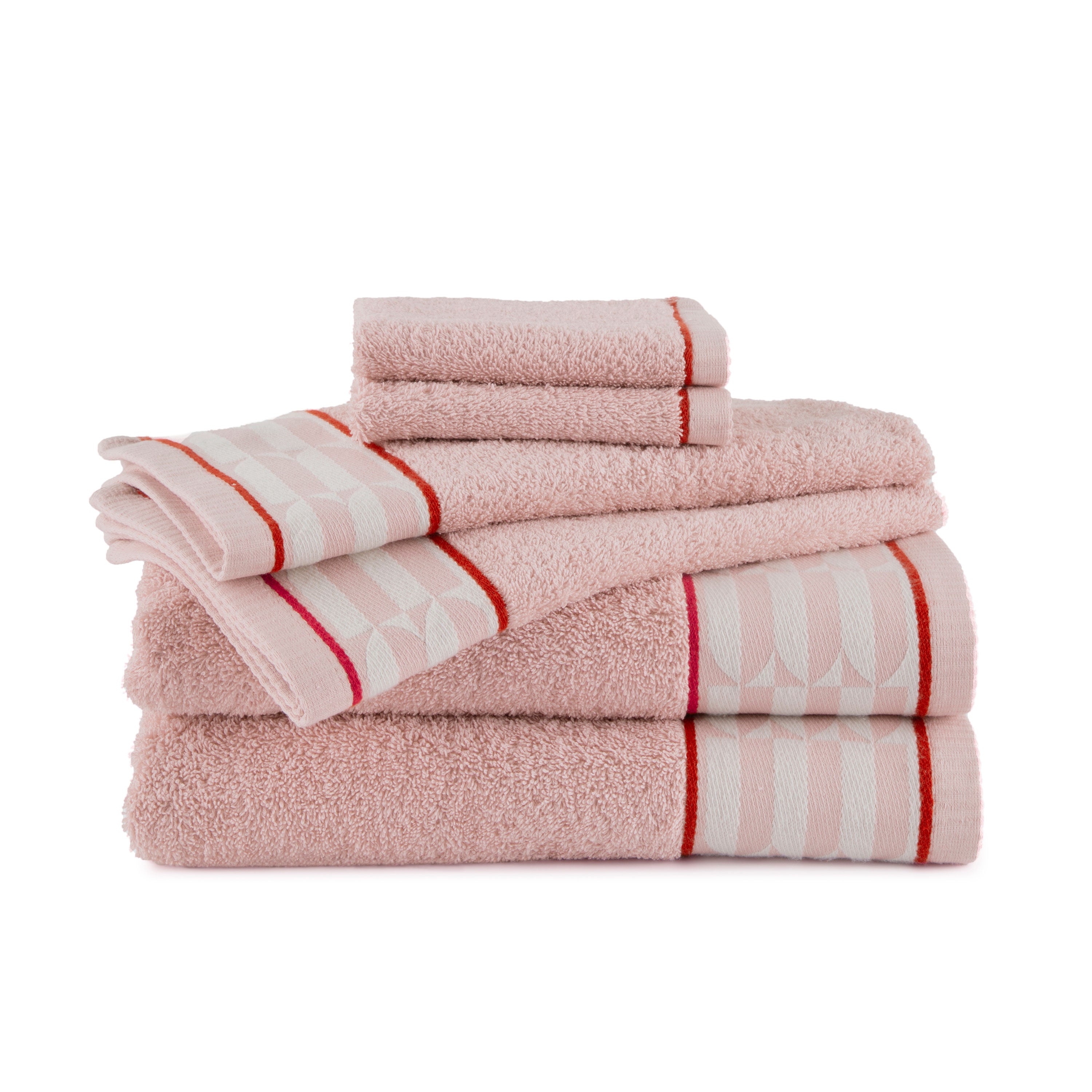 Waverly Tile 6 Piece Pink Towel Set